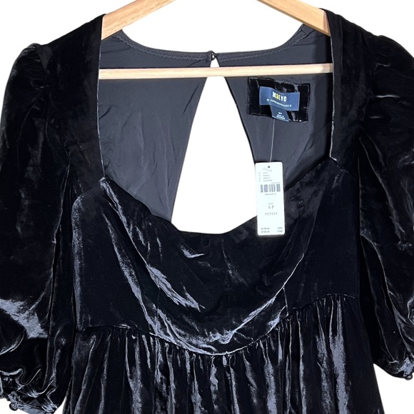 NWT Anthropologie Maeve Sweetheart Mini Velvet Dress Black Size Small Petite - Picture 7 of 13